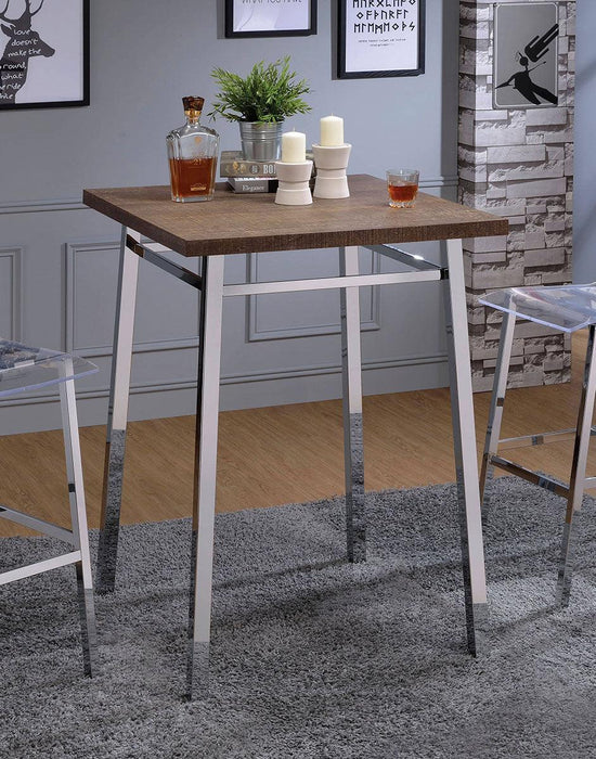 Acme Furniture Nadie Square Bar Table in Chrome and Oak 72595 - Premium Bar Table from ACME East - Just $331.50! Shop now at Furniture Wholesale Plus  We are the best furniture store in Nashville, Hendersonville, Goodlettsville, Madison, Antioch, Mount Juliet, Lebanon, Gallatin, Springfield, Murfreesboro, Franklin, Brentwood