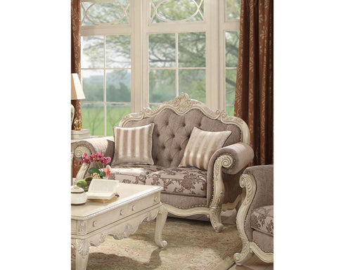 Acme Ragenardus Loveseat with 2 Pillows in Gray Fabric & Antique White 56021 - Premium Loveseat from ACME East - Just $2632.50! Shop now at Furniture Wholesale Plus  We are the best furniture store in Nashville, Hendersonville, Goodlettsville, Madison, Antioch, Mount Juliet, Lebanon, Gallatin, Springfield, Murfreesboro, Franklin, Brentwood