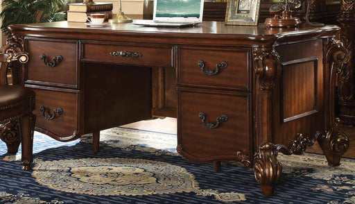 Acme Vendome Five Drawer Double Pedestal Desk in Cherry 92125 - Premium Writing Desk from ACME East - Just $2535! Shop now at Furniture Wholesale Plus  We are the best furniture store in Nashville, Hendersonville, Goodlettsville, Madison, Antioch, Mount Juliet, Lebanon, Gallatin, Springfield, Murfreesboro, Franklin, Brentwood
