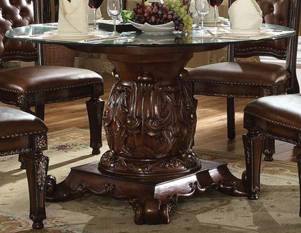Acme Vendome Single Pedestal Dining Table with 54" Tempered Glass Top in Cherry 62010 - Premium Dining Table from ACME East - Just $1331.85! Shop now at Furniture Wholesale Plus  We are the best furniture store in Nashville, Hendersonville, Goodlettsville, Madison, Antioch, Mount Juliet, Lebanon, Gallatin, Springfield, Murfreesboro, Franklin, Brentwood