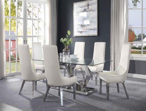 Gianna Clear Glass & Stainless Steel Dining Room Set - Premium Dining Room Set from ACME East - Just $3527.55! Shop now at Furniture Wholesale Plus  We are the best furniture store in Nashville, Hendersonville, Goodlettsville, Madison, Antioch, Mount Juliet, Lebanon, Gallatin, Springfield, Murfreesboro, Franklin, Brentwood