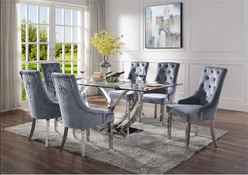Finley Clear Glass & Mirrored Silver Finish Dining Room Set - Premium Dining Room Set from ACME East - Just $2435.55! Shop now at Furniture Wholesale Plus  We are the best furniture store in Nashville, Hendersonville, Goodlettsville, Madison, Antioch, Mount Juliet, Lebanon, Gallatin, Springfield, Murfreesboro, Franklin, Brentwood