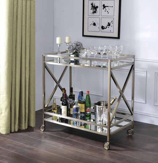 Kristensen Antique Gold & Mirror Serving Cart - Premium Server from ACME East - Just $444.60! Shop now at Furniture Wholesale Plus  We are the best furniture store in Nashville, Hendersonville, Goodlettsville, Madison, Antioch, Mount Juliet, Lebanon, Gallatin, Springfield, Murfreesboro, Franklin, Brentwood