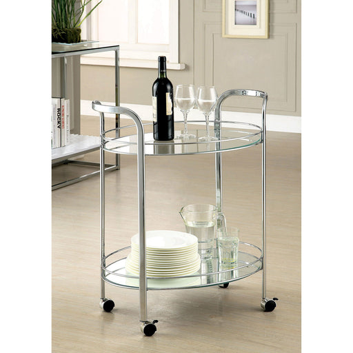 LOULE Chrome Serving Cart - Premium Server from FOA East - Just $115.05! Shop now at Furniture Wholesale Plus  We are the best furniture store in Nashville, Hendersonville, Goodlettsville, Madison, Antioch, Mount Juliet, Lebanon, Gallatin, Springfield, Murfreesboro, Franklin, Brentwood