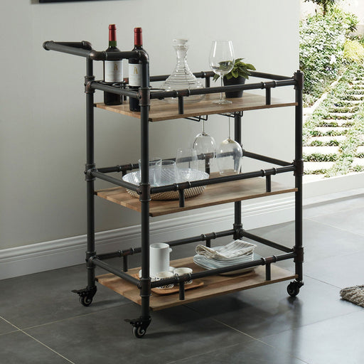 Aylmer Sand Black/Natural Serving Cart - Premium Server from FOA East - Just $351! Shop now at Furniture Wholesale Plus  We are the best furniture store in Nashville, Hendersonville, Goodlettsville, Madison, Antioch, Mount Juliet, Lebanon, Gallatin, Springfield, Murfreesboro, Franklin, Brentwood