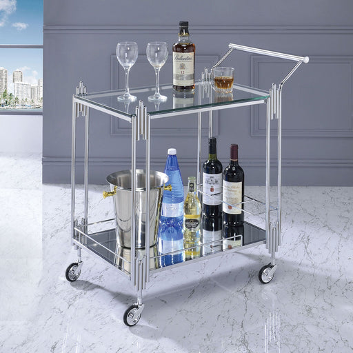 Ebba Chrome Serving Carts - Premium Server from FOA East - Just $234! Shop now at Furniture Wholesale Plus  We are the best furniture store in Nashville, Hendersonville, Goodlettsville, Madison, Antioch, Mount Juliet, Lebanon, Gallatin, Springfield, Murfreesboro, Franklin, Brentwood