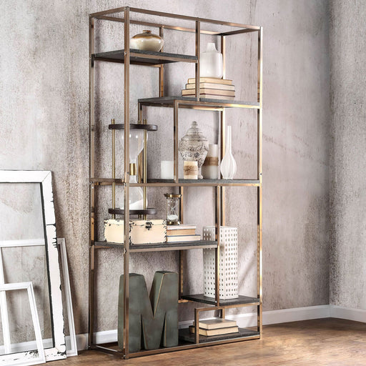ELVIRA Champagne Display Shelf - Premium Bookcase from FOA East - Just $395.85! Shop now at Furniture Wholesale Plus  We are the best furniture store in Nashville, Hendersonville, Goodlettsville, Madison, Antioch, Mount Juliet, Lebanon, Gallatin, Springfield, Murfreesboro, Franklin, Brentwood