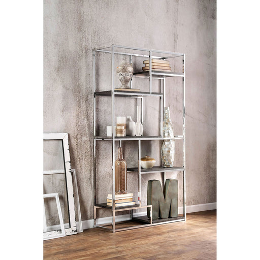 ELVIRA Chrome Display Shelf - Premium Bookcase from FOA East - Just $395.85! Shop now at Furniture Wholesale Plus  We are the best furniture store in Nashville, Hendersonville, Goodlettsville, Madison, Antioch, Mount Juliet, Lebanon, Gallatin, Springfield, Murfreesboro, Franklin, Brentwood