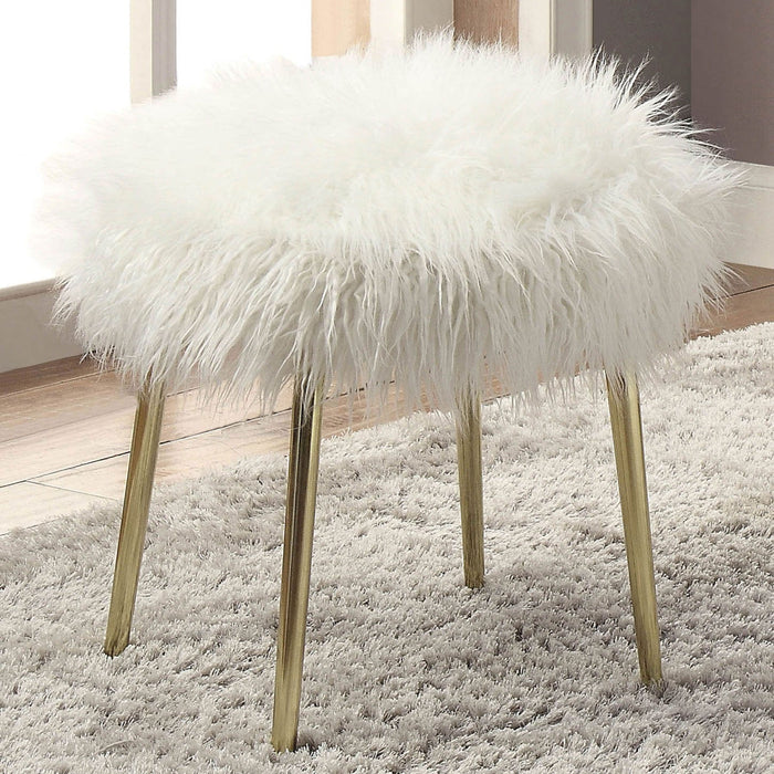 Caoimhe White/Gold Ottoman - Premium Ottoman from FOA East - Just $87.75! Shop now at Furniture Wholesale Plus  We are the best furniture store in Nashville, Hendersonville, Goodlettsville, Madison, Antioch, Mount Juliet, Lebanon, Gallatin, Springfield, Murfreesboro, Franklin, Brentwood