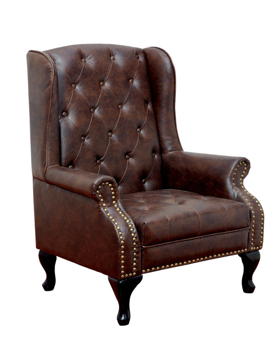 VAUGH Rustic Brown Accent Chair - Premium Accent Chair from FOA East - Just $507! Shop now at Furniture Wholesale Plus (Nashville,TN)  We are the best furniture store in Nashville, Hendersonville, Goodlettsville, Madison, Antioch, Mount Juliet, Lebanon, Gallatin, Springfield, Murfreesboro, Franklin, Brentwood