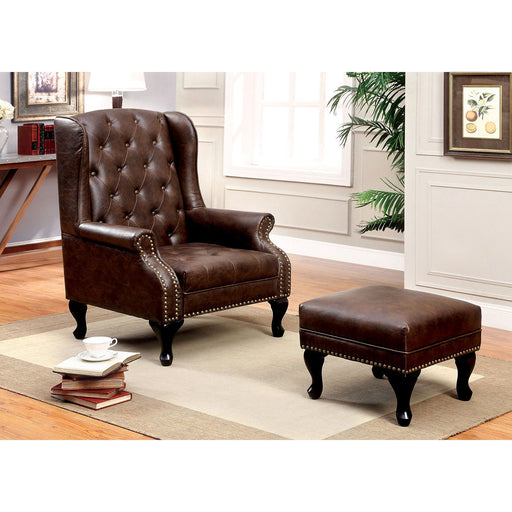 Rustic Brown Accent Chair w/ Ottoman - Premium Chair & Ottoman from FOA East - Just $653.25! Shop now at Furniture Wholesale Plus  We are the best furniture store in Nashville, Hendersonville, Goodlettsville, Madison, Antioch, Mount Juliet, Lebanon, Gallatin, Springfield, Murfreesboro, Franklin, Brentwood