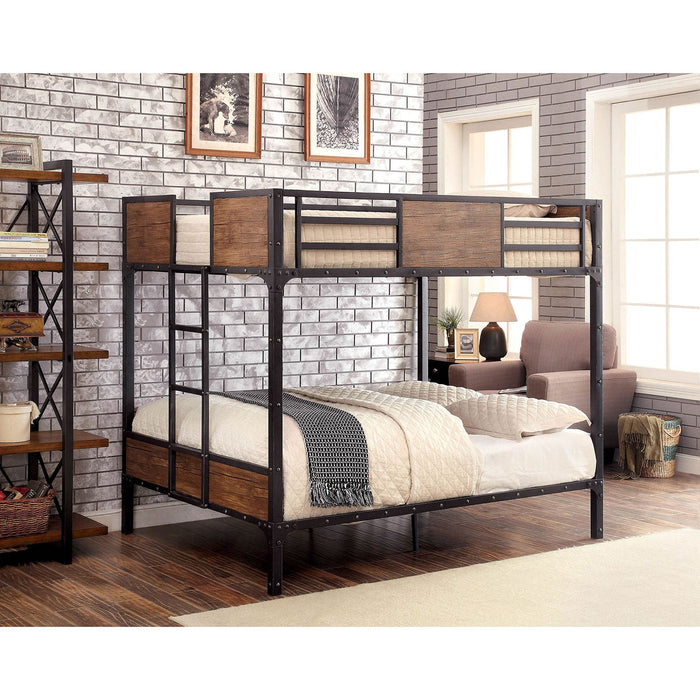 CLAPTON Black Full/Full Bunk Bed - Premium Bunk Bed from FOA East - Just $936! Shop now at Furniture Wholesale Plus  We are the best furniture store in Nashville, Hendersonville, Goodlettsville, Madison, Antioch, Mount Juliet, Lebanon, Gallatin, Springfield, Murfreesboro, Franklin, Brentwood