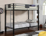 Clifton Silver/Gun Metal Twin/Twin Bunk Bed - Premium Bunk Bed from FOA East - Just $491.40! Shop now at Furniture Wholesale Plus  We are the best furniture store in Nashville, Hendersonville, Goodlettsville, Madison, Antioch, Mount Juliet, Lebanon, Gallatin, Springfield, Murfreesboro, Franklin, Brentwood
