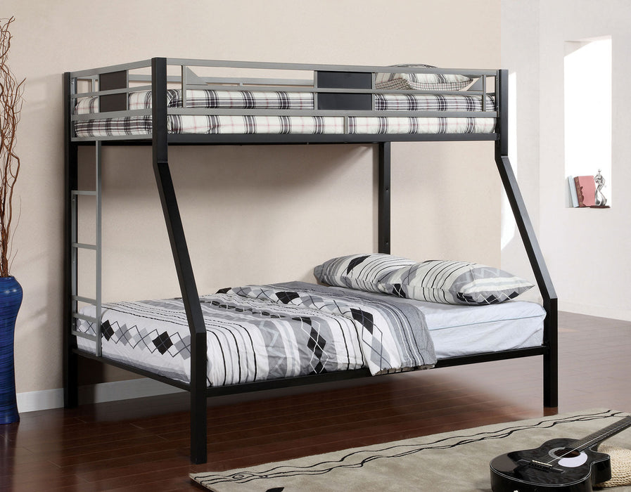 Clifton Silver/Gun Metal Twin/Full Bunk Bed - Premium Bunk Bed from FOA East - Just $585! Shop now at Furniture Wholesale Plus  We are the best furniture store in Nashville, Hendersonville, Goodlettsville, Madison, Antioch, Mount Juliet, Lebanon, Gallatin, Springfield, Murfreesboro, Franklin, Brentwood