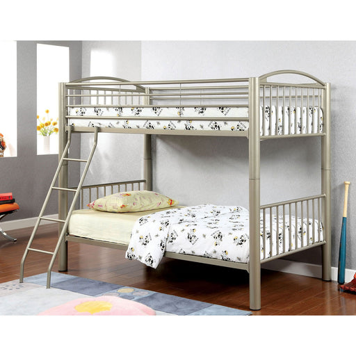 Lovia Metallic Gold Twin/Twin Bunk Bed - Premium Bunk Bed from FOA East - Just $653.25! Shop now at Furniture Wholesale Plus  We are the best furniture store in Nashville, Hendersonville, Goodlettsville, Madison, Antioch, Mount Juliet, Lebanon, Gallatin, Springfield, Murfreesboro, Franklin, Brentwood