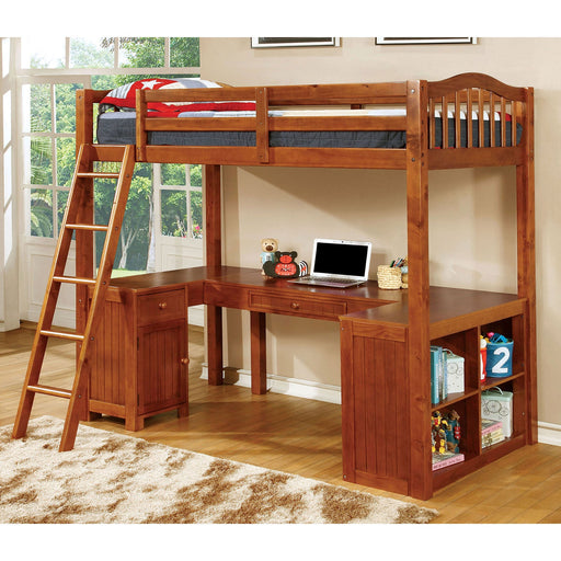 DUTTON Oak Twin Loft Bed w/ Workstation - Premium Bed from FOA East - Just $1125.15! Shop now at Furniture Wholesale Plus  We are the best furniture store in Nashville, Hendersonville, Goodlettsville, Madison, Antioch, Mount Juliet, Lebanon, Gallatin, Springfield, Murfreesboro, Franklin, Brentwood