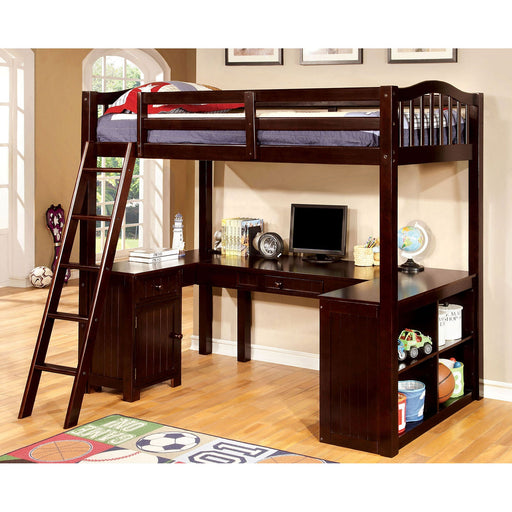 DUTTON Dark Walnut Twin Loft Bed w/ Workstation - Premium Bed from FOA East - Just $1125.15! Shop now at Furniture Wholesale Plus  We are the best furniture store in Nashville, Hendersonville, Goodlettsville, Madison, Antioch, Mount Juliet, Lebanon, Gallatin, Springfield, Murfreesboro, Franklin, Brentwood