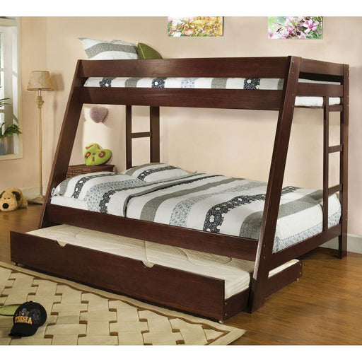 Arizona Dark Walnut Twin/Full Bunk Bed - Premium Bunk Bed from FOA East - Just $514.80! Shop now at Furniture Wholesale Plus  We are the best furniture store in Nashville, Hendersonville, Goodlettsville, Madison, Antioch, Mount Juliet, Lebanon, Gallatin, Springfield, Murfreesboro, Franklin, Brentwood