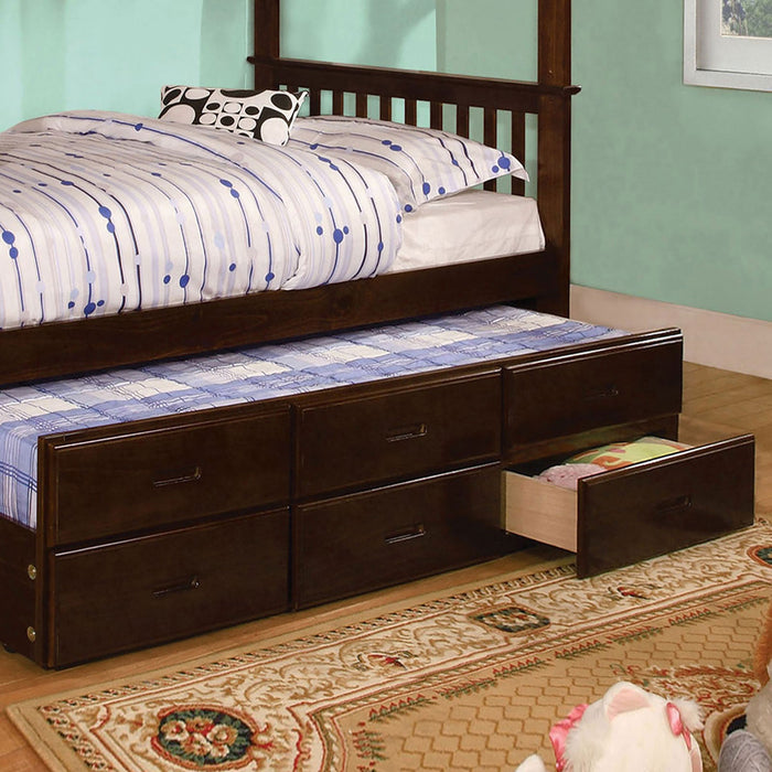 University I Dark Walnut Trundle (3 Drawers) - Premium Trundle from FOA East - Just $374.40! Shop now at Furniture Wholesale Plus (Nashville,TN)  We are the best furniture store in Nashville, Hendersonville, Goodlettsville, Madison, Antioch, Mount Juliet, Lebanon, Gallatin, Springfield, Murfreesboro, Franklin, Brentwood