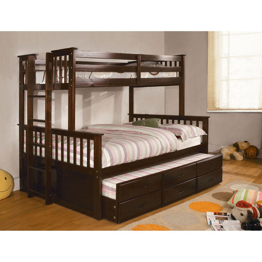 University I Dark Walnut Twin/Full Bunk Bed - Premium Bunk Bed from FOA East - Just $820.95! Shop now at Furniture Wholesale Plus  We are the best furniture store in Nashville, Hendersonville, Goodlettsville, Madison, Antioch, Mount Juliet, Lebanon, Gallatin, Springfield, Murfreesboro, Franklin, Brentwood