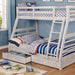 California III Wire-Brushed White Twin/Full Bunk Bed w/ 2 Drawers - Premium Bunk Bed from FOA East - Just $678.60! Shop now at Furniture Wholesale Plus  We are the best furniture store in Nashville, Hendersonville, Goodlettsville, Madison, Antioch, Mount Juliet, Lebanon, Gallatin, Springfield, Murfreesboro, Franklin, Brentwood