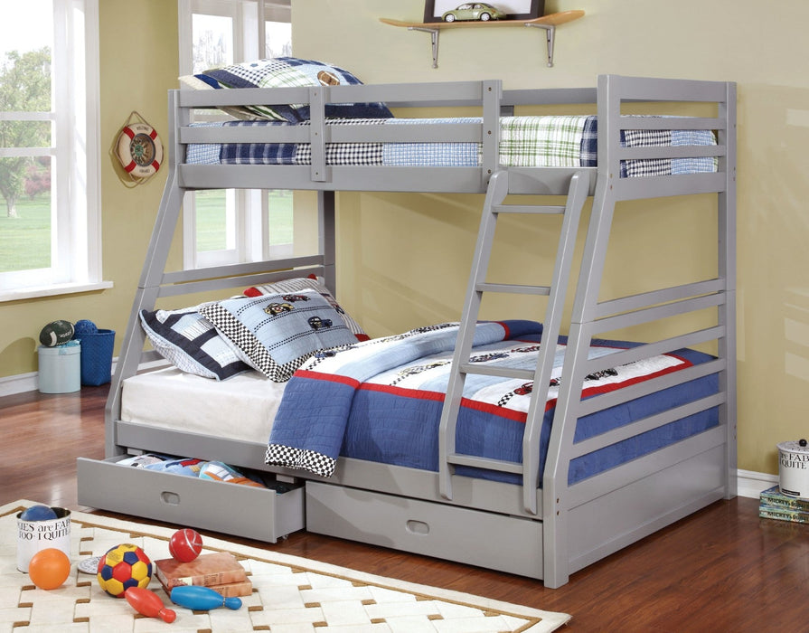 California III Gray Twin/Full Bunk Bed - Premium Bunk Bed from FOA East - Just $678.60! Shop now at Furniture Wholesale Plus  We are the best furniture store in Nashville, Hendersonville, Goodlettsville, Madison, Antioch, Mount Juliet, Lebanon, Gallatin, Springfield, Murfreesboro, Franklin, Brentwood