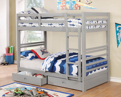 California IV Gray Twin/Twin Bunk Bed - Premium Bunk Bed from FOA East - Just $655.20! Shop now at Furniture Wholesale Plus  We are the best furniture store in Nashville, Hendersonville, Goodlettsville, Madison, Antioch, Mount Juliet, Lebanon, Gallatin, Springfield, Murfreesboro, Franklin, Brentwood