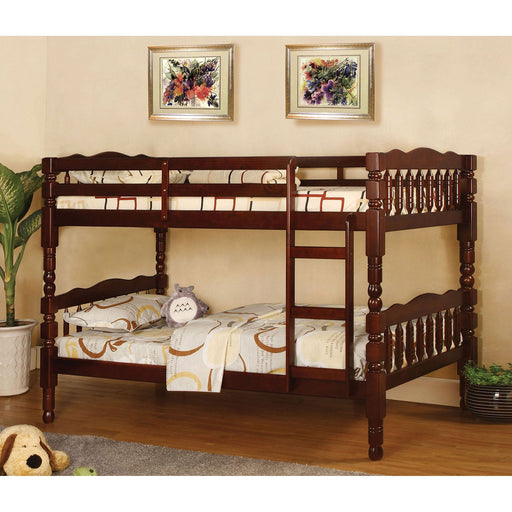 Catalina Cherry Twin/Twin Bunk Bed - Premium Bunk Bed from FOA East - Just $395.85! Shop now at Furniture Wholesale Plus  We are the best furniture store in Nashville, Hendersonville, Goodlettsville, Madison, Antioch, Mount Juliet, Lebanon, Gallatin, Springfield, Murfreesboro, Franklin, Brentwood