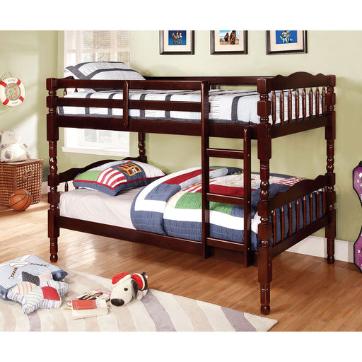 Catalina Dark Walnut Twin/Twin Bunk Bed - Premium Bunk Bed from FOA East - Just $395.85! Shop now at Furniture Wholesale Plus  We are the best furniture store in Nashville, Hendersonville, Goodlettsville, Madison, Antioch, Mount Juliet, Lebanon, Gallatin, Springfield, Murfreesboro, Franklin, Brentwood
