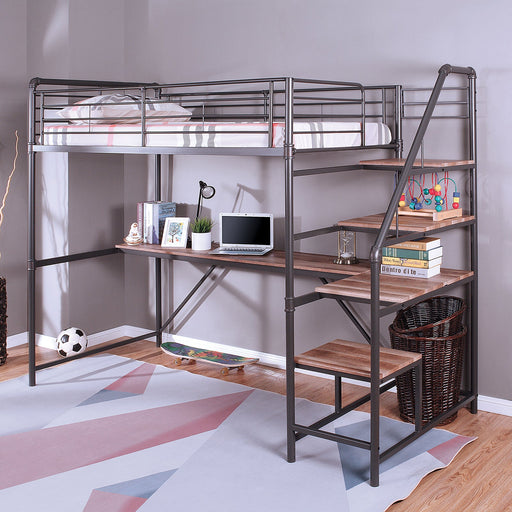ROWLEY Twin/Workstation Bunk Bed, Sand Black/Natural - Premium Bunk Bed from FOA East - Just $984.75! Shop now at Furniture Wholesale Plus  We are the best furniture store in Nashville, Hendersonville, Goodlettsville, Madison, Antioch, Mount Juliet, Lebanon, Gallatin, Springfield, Murfreesboro, Franklin, Brentwood