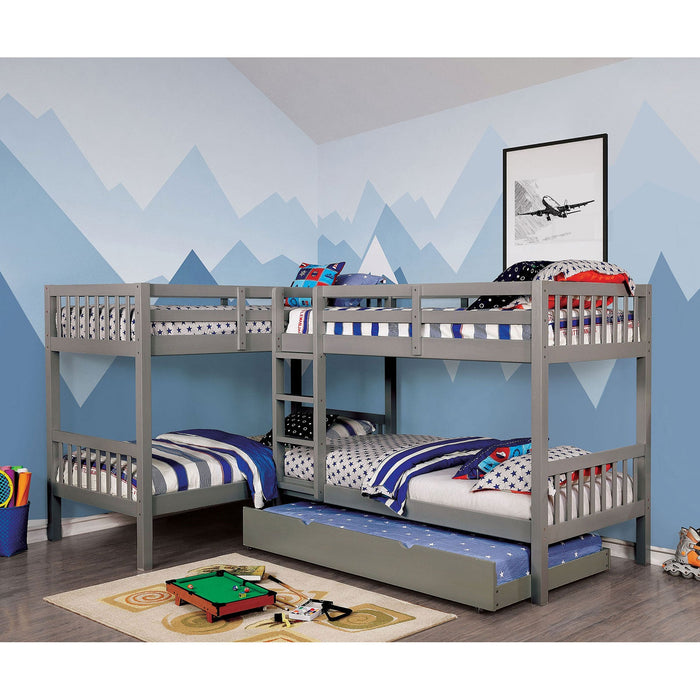 Marquette Gray Quadruple Twin Bunk Bed - Premium Bunk Bed from FOA East - Just $1101.75! Shop now at Furniture Wholesale Plus  We are the best furniture store in Nashville, Hendersonville, Goodlettsville, Madison, Antioch, Mount Juliet, Lebanon, Gallatin, Springfield, Murfreesboro, Franklin, Brentwood