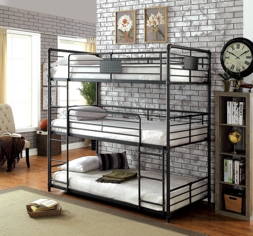Olga I Antique Black Twin/Twin/Twin Bunk Bed - Premium Bunk Bed from FOA East - Just $1029.60! Shop now at Furniture Wholesale Plus  We are the best furniture store in Nashville, Hendersonville, Goodlettsville, Madison, Antioch, Mount Juliet, Lebanon, Gallatin, Springfield, Murfreesboro, Franklin, Brentwood