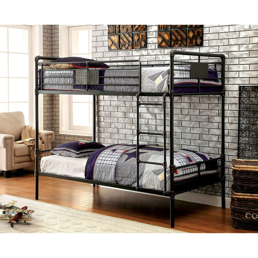 OLGA Antique Black Metal Twin/Twin Bunk Bed - Premium Bunk Bed from FOA East - Just $702! Shop now at Furniture Wholesale Plus  We are the best furniture store in Nashville, Hendersonville, Goodlettsville, Madison, Antioch, Mount Juliet, Lebanon, Gallatin, Springfield, Murfreesboro, Franklin, Brentwood