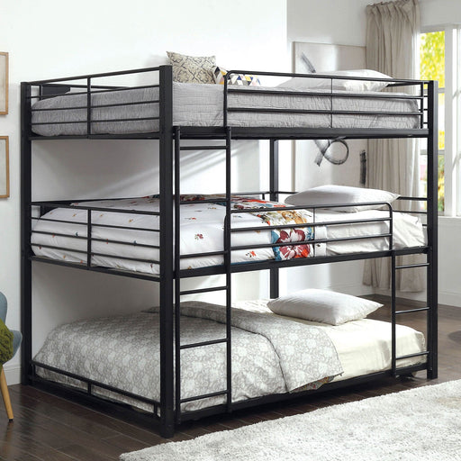 Olga I Sand Black Queen Triple Decker Bed - Premium Bunk Bed from FOA East - Just $1125.15! Shop now at Furniture Wholesale Plus  We are the best furniture store in Nashville, Hendersonville, Goodlettsville, Madison, Antioch, Mount Juliet, Lebanon, Gallatin, Springfield, Murfreesboro, Franklin, Brentwood