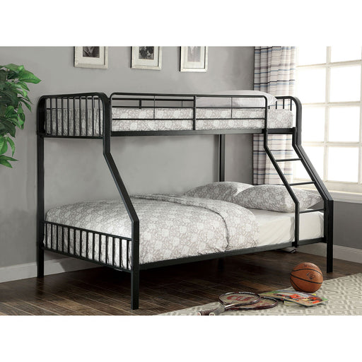 CLEMENT Black Metal Twin/Full Bunk Bed - Premium Bunk Bed from FOA East - Just $610.35! Shop now at Furniture Wholesale Plus  We are the best furniture store in Nashville, Hendersonville, Goodlettsville, Madison, Antioch, Mount Juliet, Lebanon, Gallatin, Springfield, Murfreesboro, Franklin, Brentwood