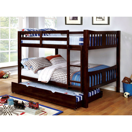 Cameron Dark Walnut Full/Full Bunk Bed - Premium Bunk Bed from FOA East - Just $772.20! Shop now at Furniture Wholesale Plus  We are the best furniture store in Nashville, Hendersonville, Goodlettsville, Madison, Antioch, Mount Juliet, Lebanon, Gallatin, Springfield, Murfreesboro, Franklin, Brentwood