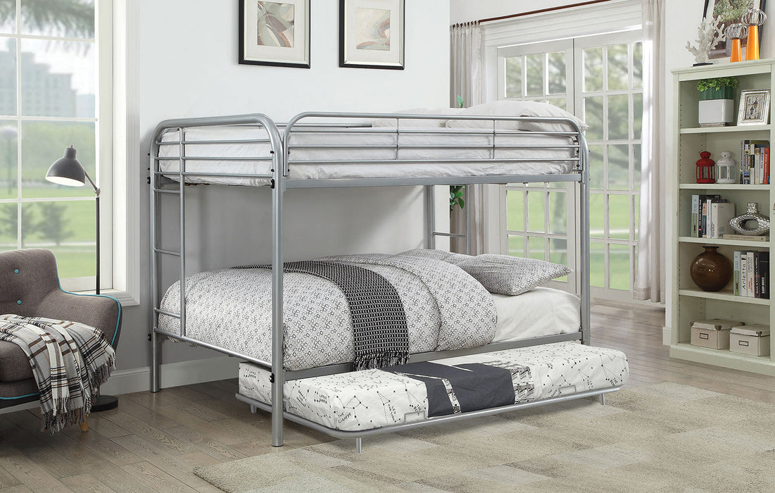 Opal Silver Full/Full Bunk Bed - Premium Bunk Bed from FOA East - Just $491.40! Shop now at Furniture Wholesale Plus  We are the best furniture store in Nashville, Hendersonville, Goodlettsville, Madison, Antioch, Mount Juliet, Lebanon, Gallatin, Springfield, Murfreesboro, Franklin, Brentwood