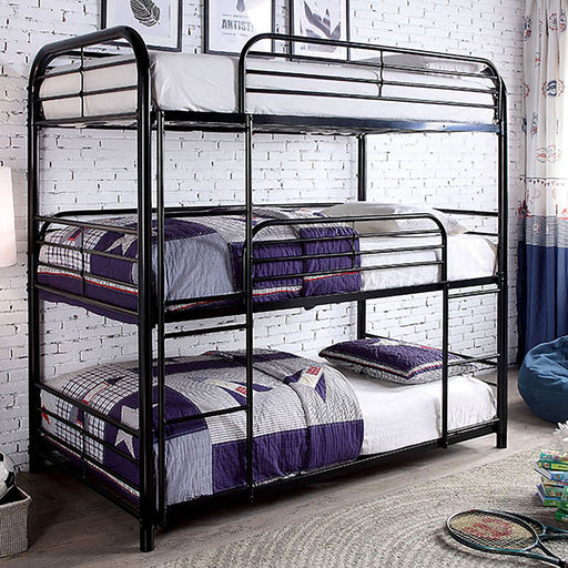 Opal Ii Black Twin Triple Decker Bed - Premium Bunk Bed from FOA East - Just $631.80! Shop now at Furniture Wholesale Plus  We are the best furniture store in Nashville, Hendersonville, Goodlettsville, Madison, Antioch, Mount Juliet, Lebanon, Gallatin, Springfield, Murfreesboro, Franklin, Brentwood