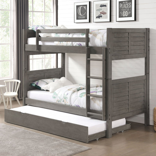 HOOPLE Twin/Twin Bunk Bed, Antique Gray - Premium Bunk Bed from FOA East - Just $795.60! Shop now at Furniture Wholesale Plus  We are the best furniture store in Nashville, Hendersonville, Goodlettsville, Madison, Antioch, Mount Juliet, Lebanon, Gallatin, Springfield, Murfreesboro, Franklin, Brentwood