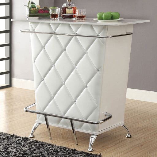 Fuero White/Chrome Bar Table (K/D) - Premium Bar Table from FOA East - Just $540.15! Shop now at Furniture Wholesale Plus  We are the best furniture store in Nashville, Hendersonville, Goodlettsville, Madison, Antioch, Mount Juliet, Lebanon, Gallatin, Springfield, Murfreesboro, Franklin, Brentwood