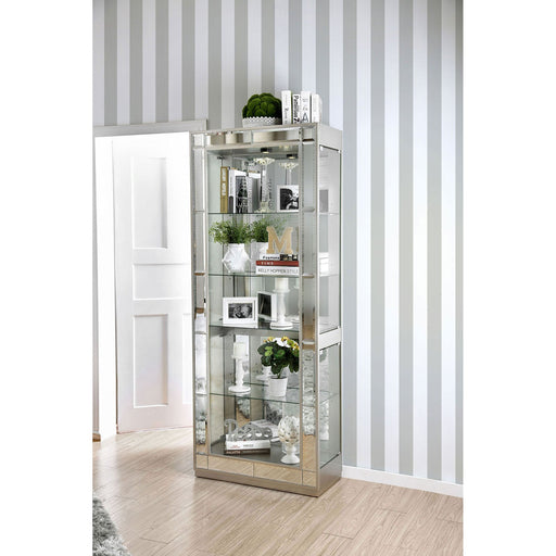 Carrollton Chrome Curio Cabinet - Premium Curio from FOA East - Just $772.20! Shop now at Furniture Wholesale Plus  We are the best furniture store in Nashville, Hendersonville, Goodlettsville, Madison, Antioch, Mount Juliet, Lebanon, Gallatin, Springfield, Murfreesboro, Franklin, Brentwood