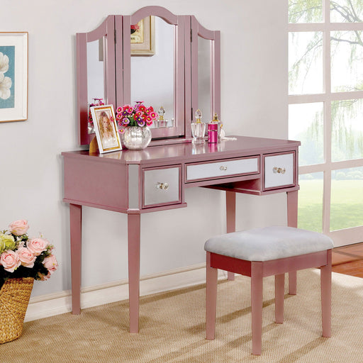 CLARISSE Rose Gold Vanity w/ Stool - Premium Vanity from FOA East - Just $395.85! Shop now at Furniture Wholesale Plus  We are the best furniture store in Nashville, Hendersonville, Goodlettsville, Madison, Antioch, Mount Juliet, Lebanon, Gallatin, Springfield, Murfreesboro, Franklin, Brentwood