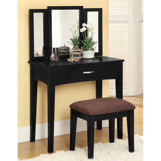 Potterville Black Vanity Table w/ Stool - Premium Vanity from FOA East - Just $257.40! Shop now at Furniture Wholesale Plus  We are the best furniture store in Nashville, Hendersonville, Goodlettsville, Madison, Antioch, Mount Juliet, Lebanon, Gallatin, Springfield, Murfreesboro, Franklin, Brentwood