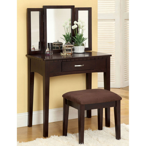 Potterville Espresso Vanity Table - Premium Vanity from FOA East - Just $257.40! Shop now at Furniture Wholesale Plus  We are the best furniture store in Nashville, Hendersonville, Goodlettsville, Madison, Antioch, Mount Juliet, Lebanon, Gallatin, Springfield, Murfreesboro, Franklin, Brentwood