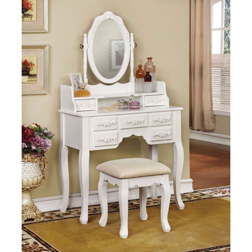 Harriet White Vanity w/ Stool - Premium Vanity from FOA East - Just $325.65! Shop now at Furniture Wholesale Plus  We are the best furniture store in Nashville, Hendersonville, Goodlettsville, Madison, Antioch, Mount Juliet, Lebanon, Gallatin, Springfield, Murfreesboro, Franklin, Brentwood