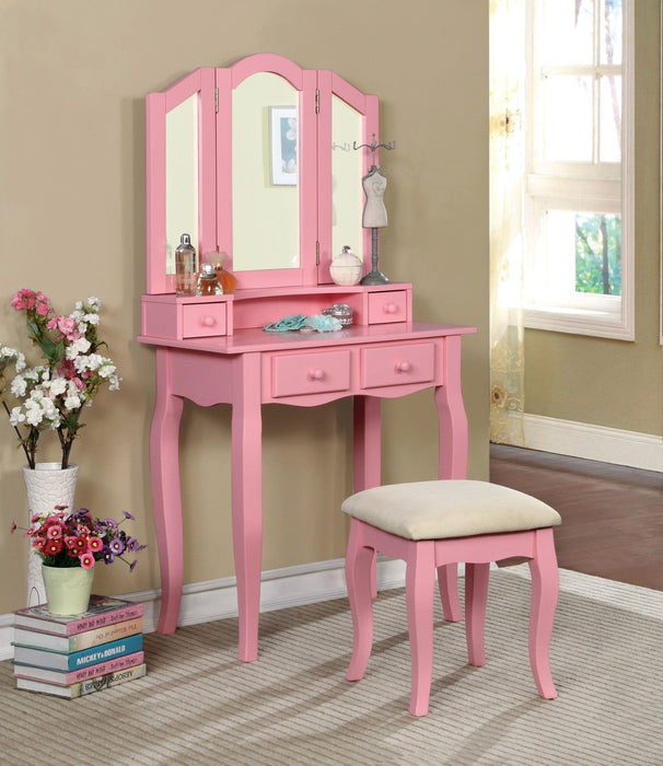 Janelle Pink Vanity w/ Stool - Premium Vanity from FOA East - Just $257.40! Shop now at Furniture Wholesale Plus  We are the best furniture store in Nashville, Hendersonville, Goodlettsville, Madison, Antioch, Mount Juliet, Lebanon, Gallatin, Springfield, Murfreesboro, Franklin, Brentwood