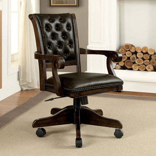 KALIA Brown/Dark Brown Height-Adjustable Arm Chair - Premium Dining Chair from FOA East - Just $585! Shop now at Furniture Wholesale Plus  We are the best furniture store in Nashville, Hendersonville, Goodlettsville, Madison, Antioch, Mount Juliet, Lebanon, Gallatin, Springfield, Murfreesboro, Franklin, Brentwood