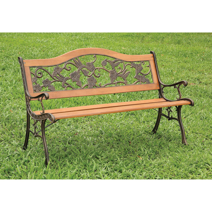 ALBA Antique Oak/Black Patio Wooden Bench - Premium Outdoor Seating from FOA East - Just $185.25! Shop now at Furniture Wholesale Plus  We are the best furniture store in Nashville, Hendersonville, Goodlettsville, Madison, Antioch, Mount Juliet, Lebanon, Gallatin, Springfield, Murfreesboro, Franklin, Brentwood