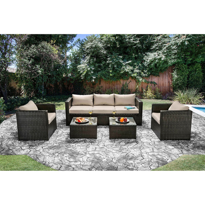 OLINA Beige/Espresso 5 Pc. Patio Set - Premium Outdoor Seating from FOA East - Just $2111.85! Shop now at Furniture Wholesale Plus  We are the best furniture store in Nashville, Hendersonville, Goodlettsville, Madison, Antioch, Mount Juliet, Lebanon, Gallatin, Springfield, Murfreesboro, Franklin, Brentwood