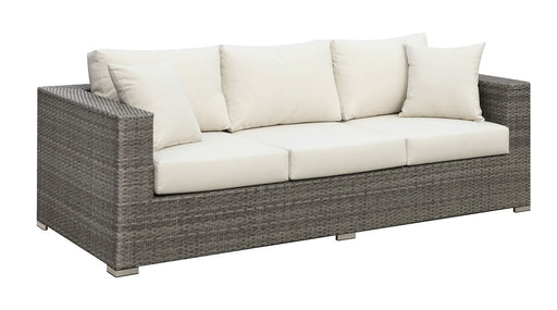 SOMANI Light Gray Wicker/Ivory Cushion Sofa w/ 2 Pillows - Premium Sofa from FOA East - Just $1171.95! Shop now at Furniture Wholesale Plus  We are the best furniture store in Nashville, Hendersonville, Goodlettsville, Madison, Antioch, Mount Juliet, Lebanon, Gallatin, Springfield, Murfreesboro, Franklin, Brentwood